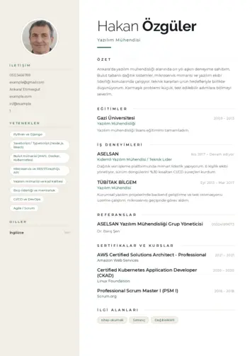 Yazılım Mühendisi Cv Örnekleri cv indir